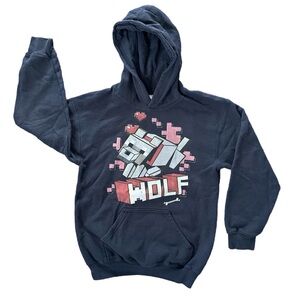 Minecraft Wolf Graphic Hoodie in Navy Blue